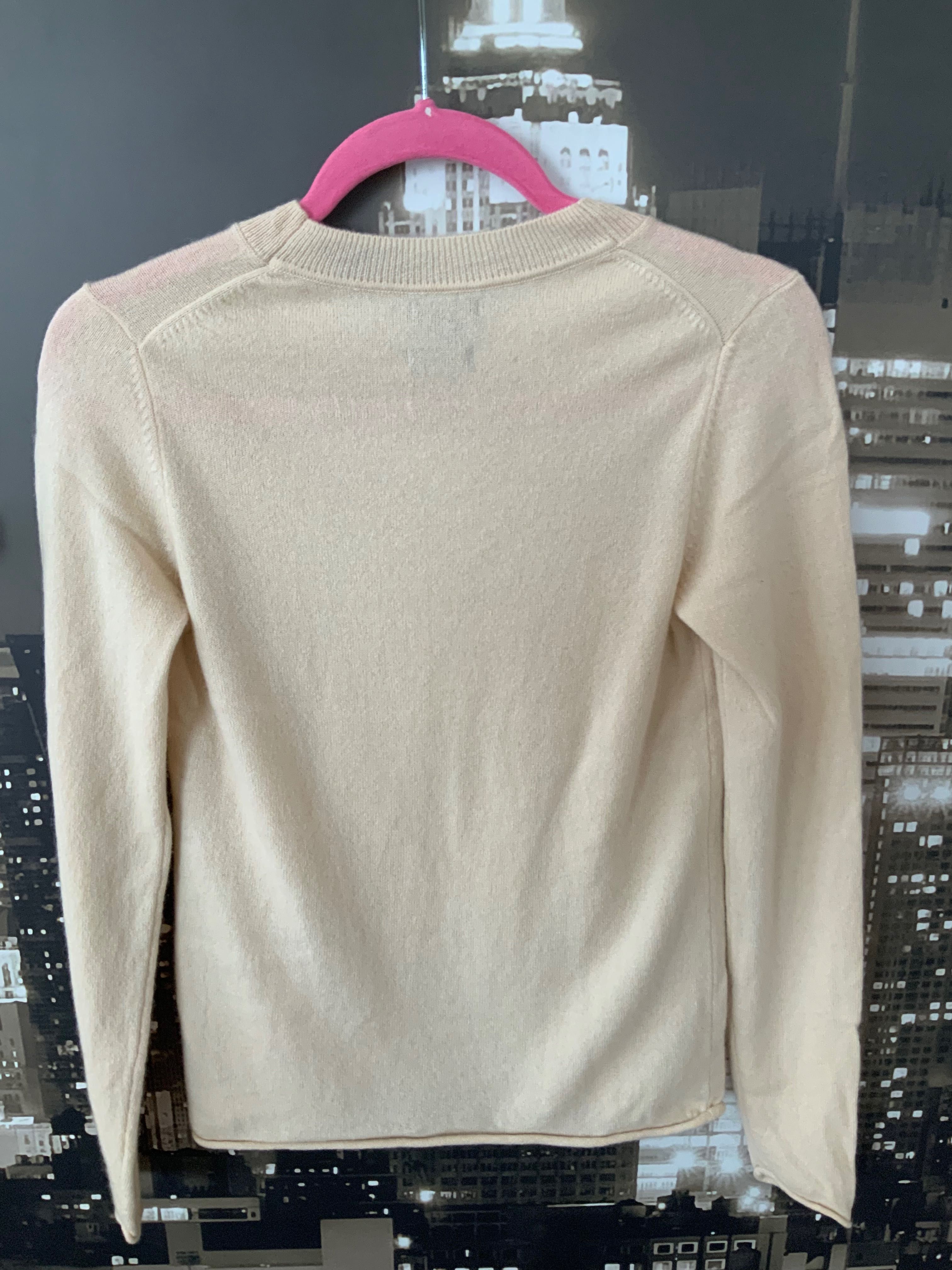 Sweter kaszmirowy 100% MASSIMO DUTTI XS 34 beżowy