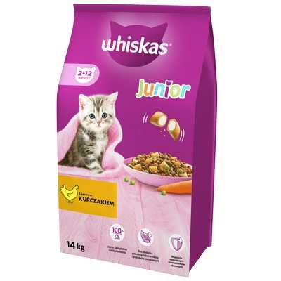 Whiskas Junior Sucha Karma dla Młodych Kotów Kociąt z Kurczakiem 14kg