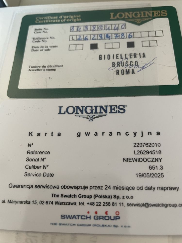 Zegarek Longines na gwsrancji