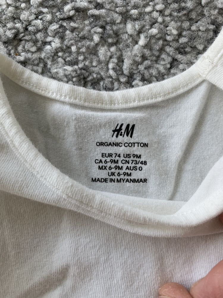 Sukienka/ body z koronką r. 74 H&M 100% organiczna bawełna
