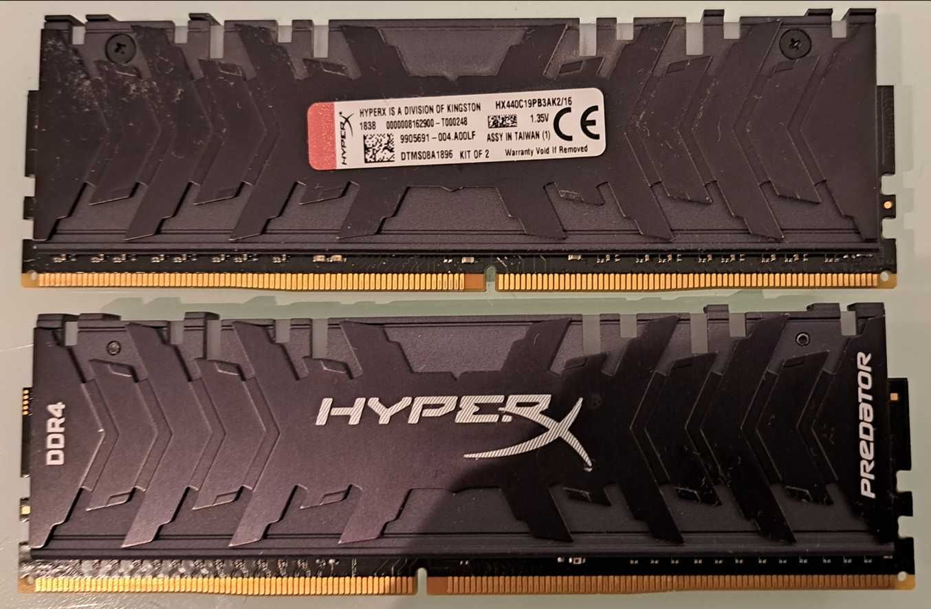 Memórias DDR4 4000 MHz HYPERX    KINGSTON
 2 X 8 GB = 16 GB  RGB CL 19