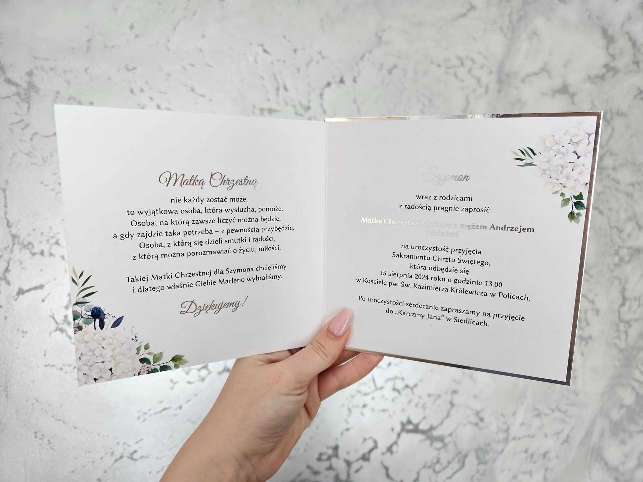 Zaproszenia Chrzest Święty PREMIUM dla Rodziców Chrzestnych, Dziadków