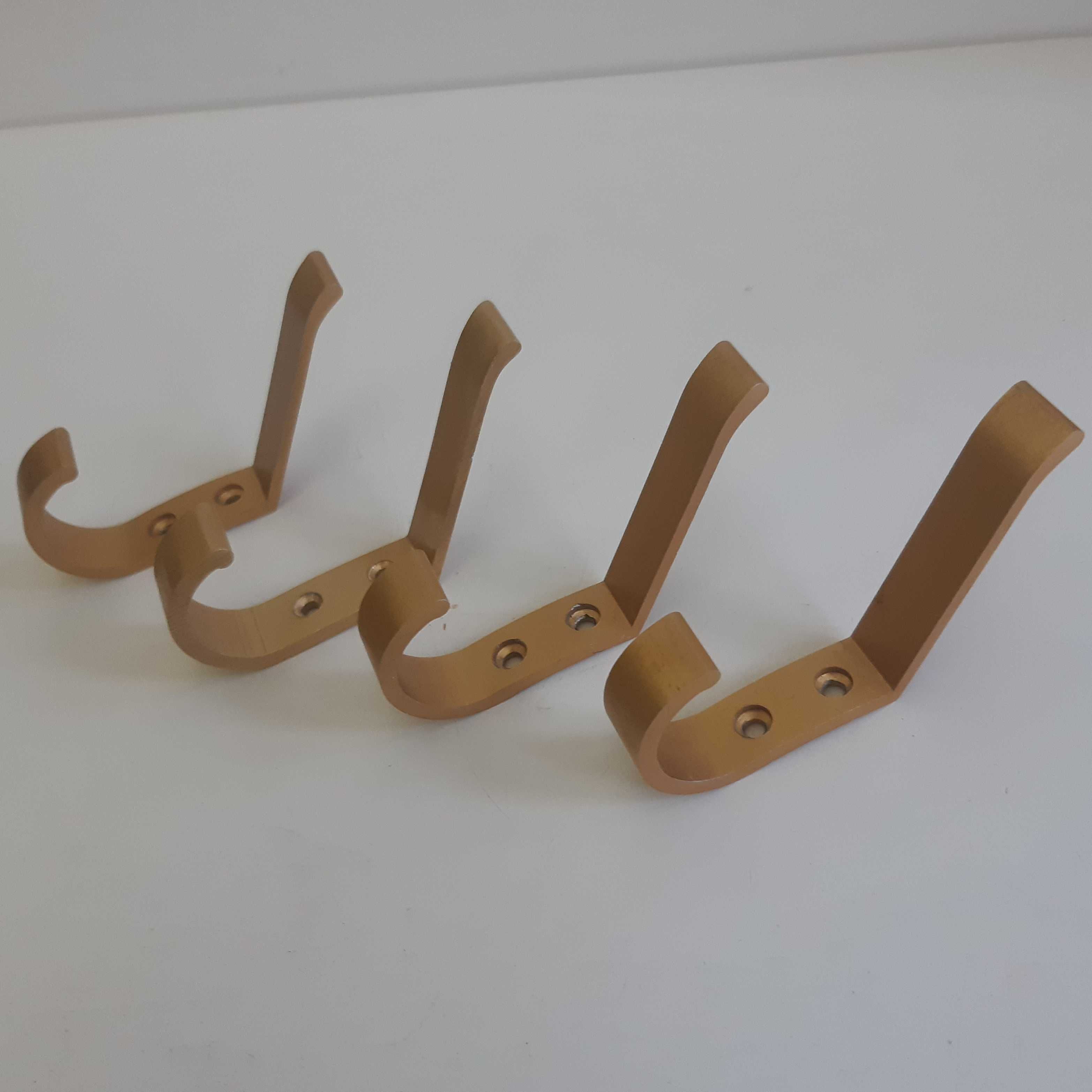 4 Cabides Parede Porta Gancho Duplo Alumínio Anodizado Dourado