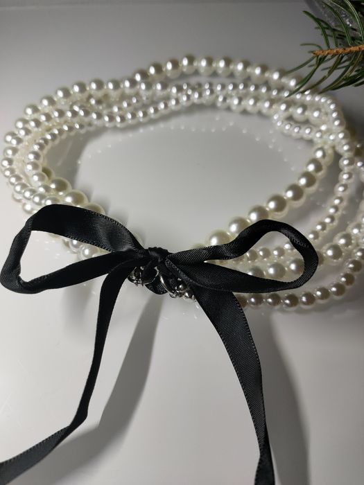 Kolia naszyjnik perełki choker kokarda