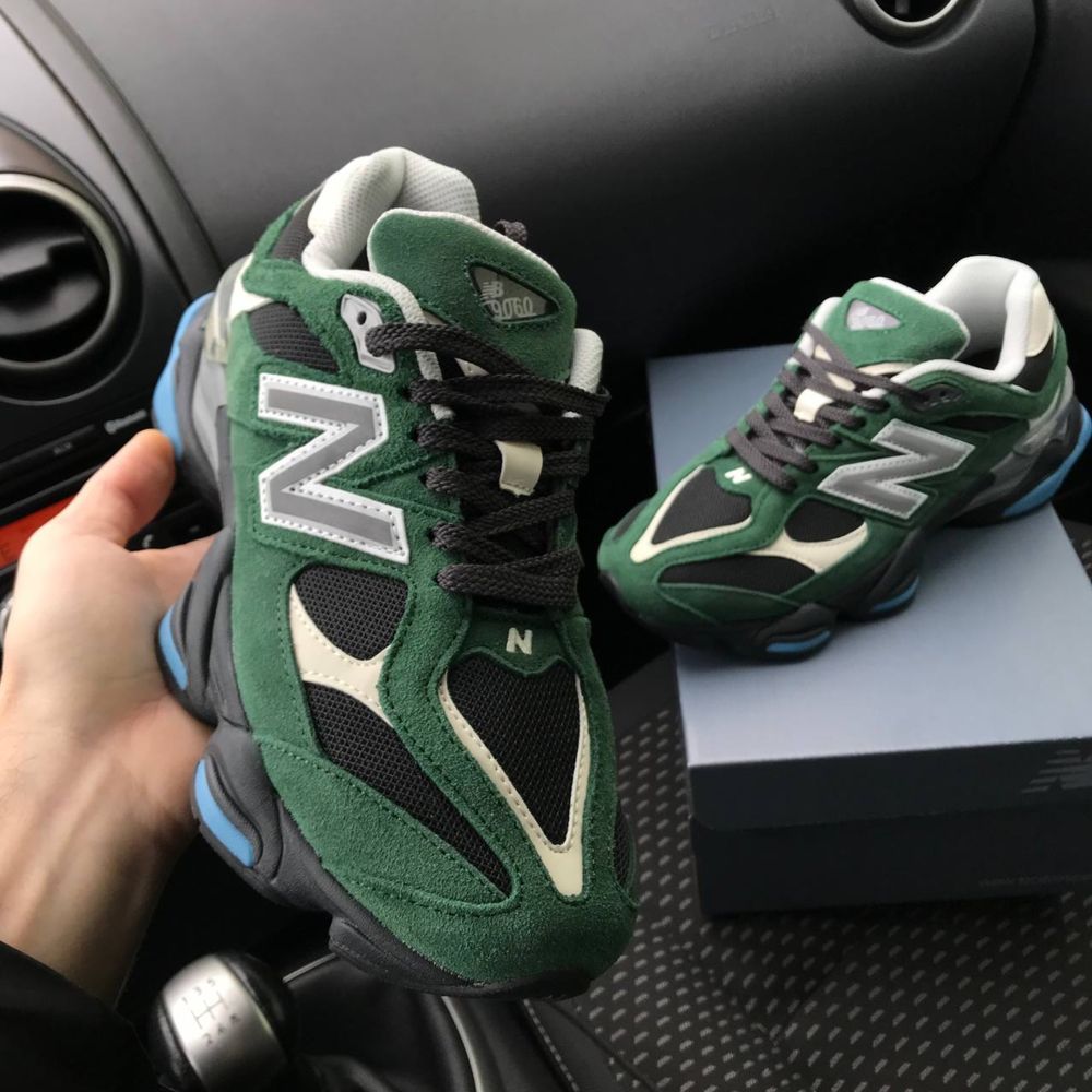 Чоловічі кросівки нюбеланс зелені New balance 9060 green замша