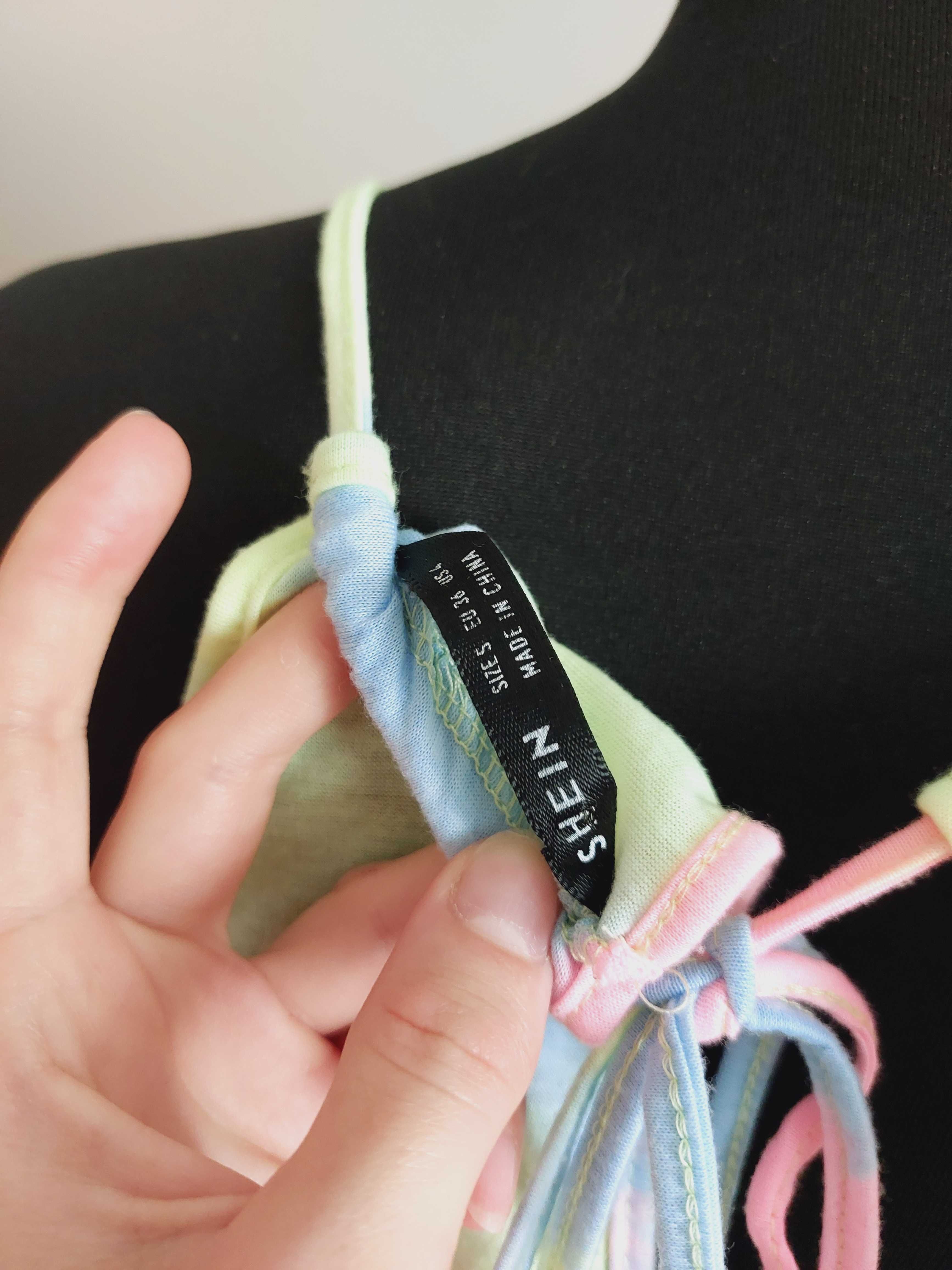 Shein kombinezon multikolor teczowy kolorowy krotki xs s