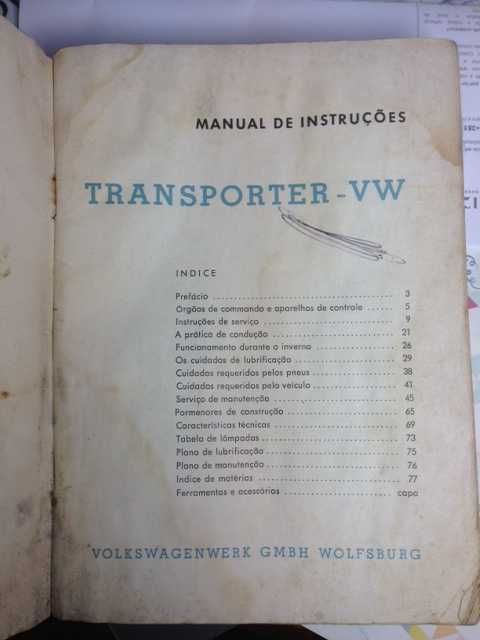 VW Pão de Forma Manual instruções original época