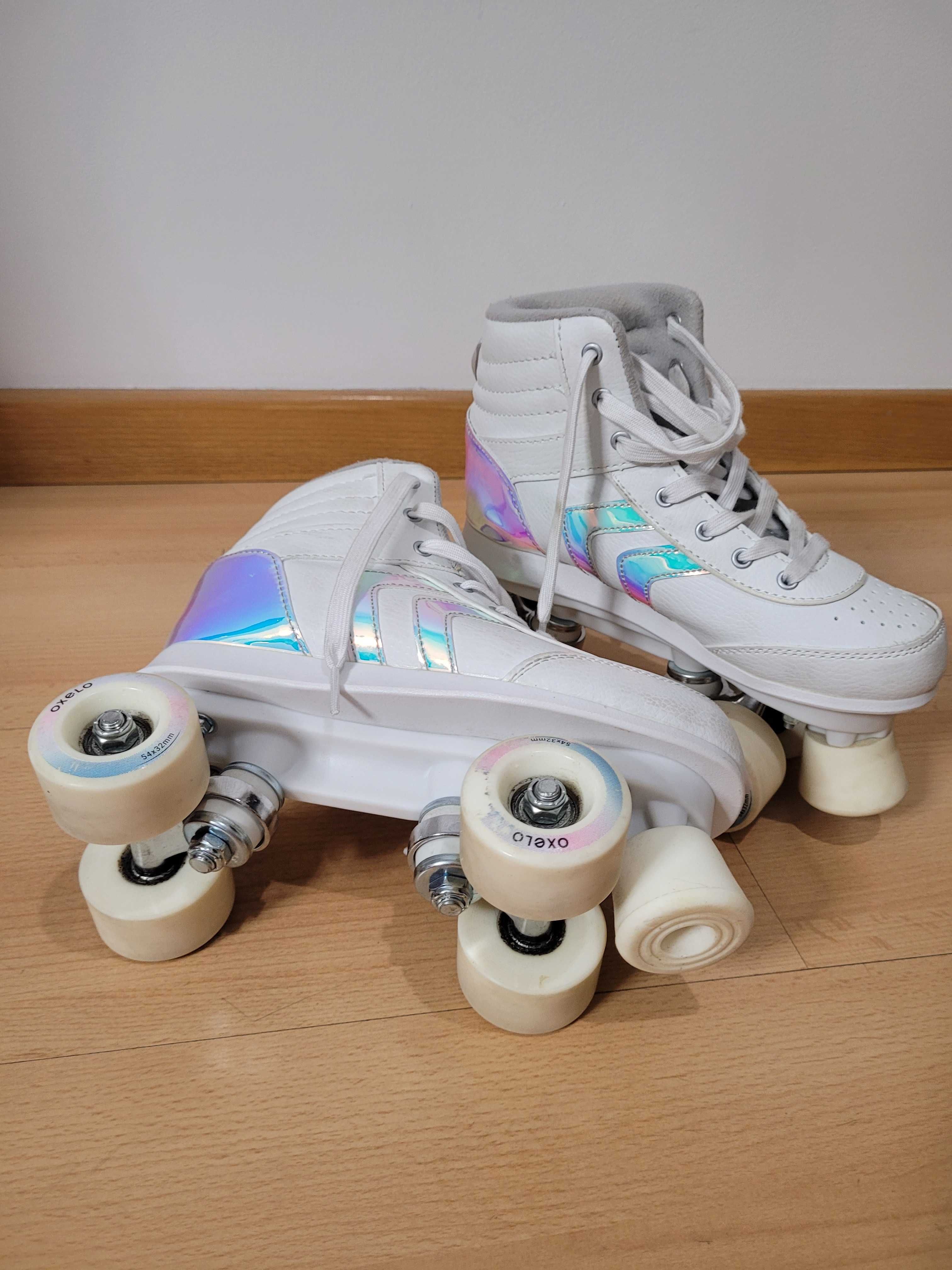 Patins 4 rodas Oxelo tamanho 37, com saco.