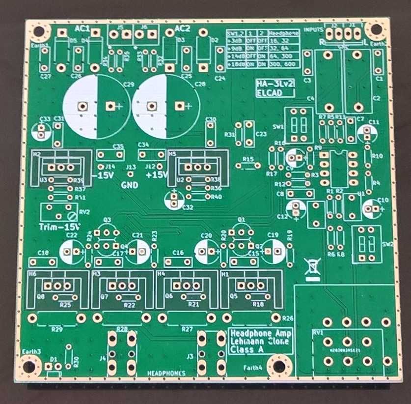 Płytka pcb - wzmacniacz słuchawkowy klon Lechman