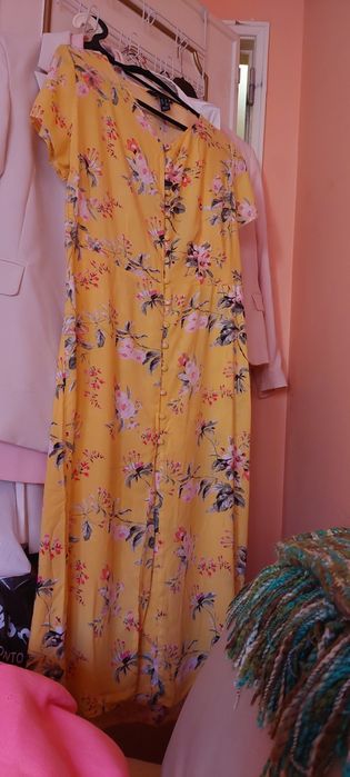 Vestido maxi novo de flores amarelas MLarelo