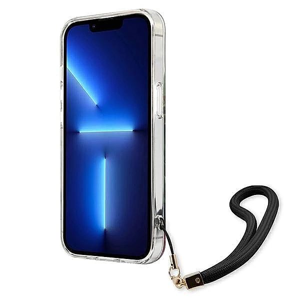 Etui Guess Flower Strap na iPhone 13 mini - niebieskie