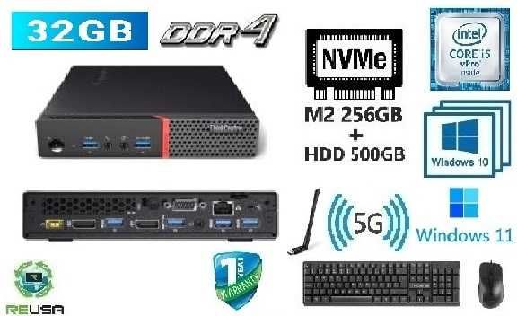 Mini-Pç Lenovo M700 Tiny 6ªG. i5 6400T|M.2+HDD|32G|VGA/DP|WF5G|W10|W11