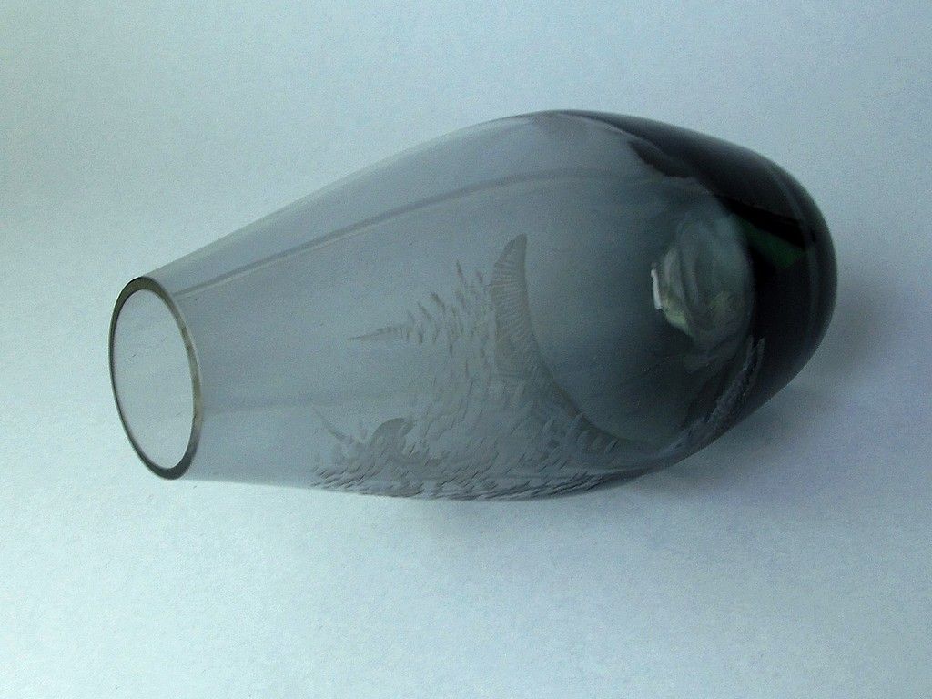 myśliwski grawerowany wazon szklany głuszec ptak