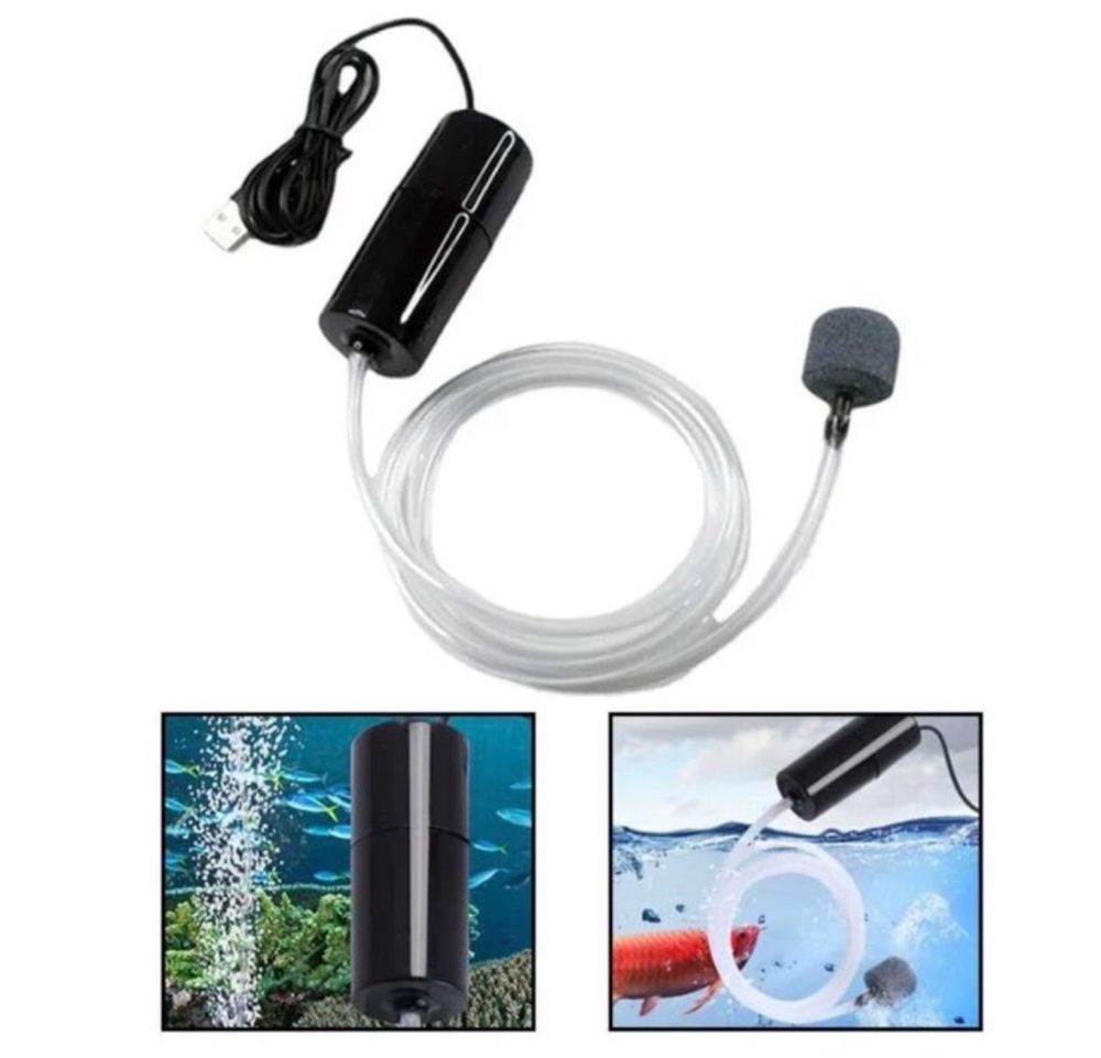 Mini Pompa Powietrza Do Akwarium USB Quiet Fishing 5V Z Klamrą