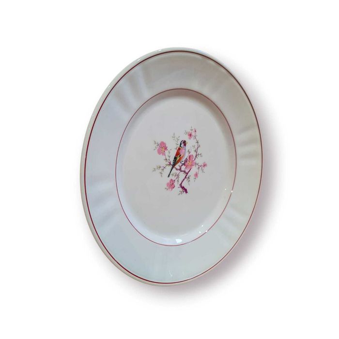 Prato Decorativo Sacavém – Pássaro e Flores de Cerejeira (22,5 cm)