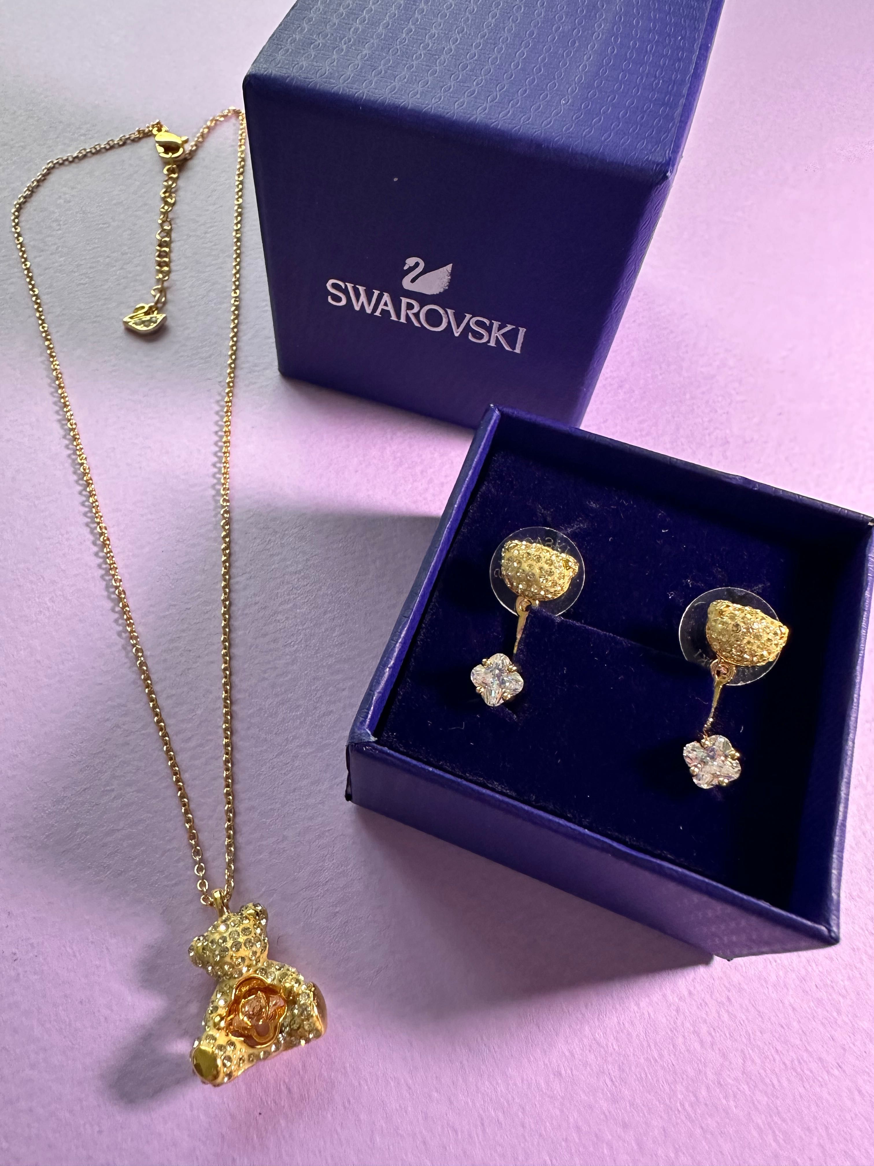 Комплект Teddy Swarovski (сережки та ланцюг з кулоном). Люкс якість.