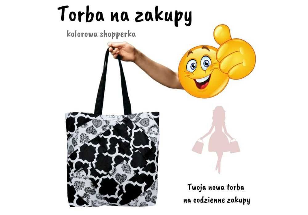 Torba na zakupy do pracy bawełniana kolorowa shopperka pojemna