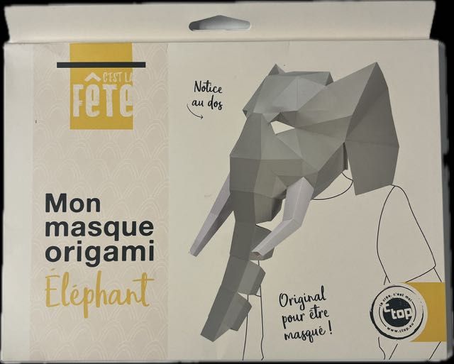 Maska origami do złożenia 3D słoń