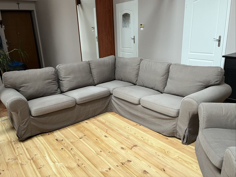 Kanapa + Fotel Ikea Ektorp Sofa Narożna 4-osobowa 2 obicia