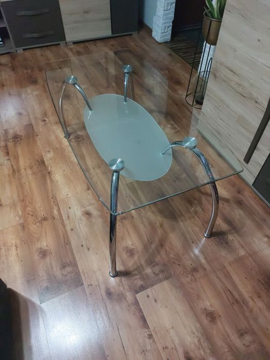 Stolik kawowy stół szklany 60x110 cm, wys. 50 cm stan bardzo dobry