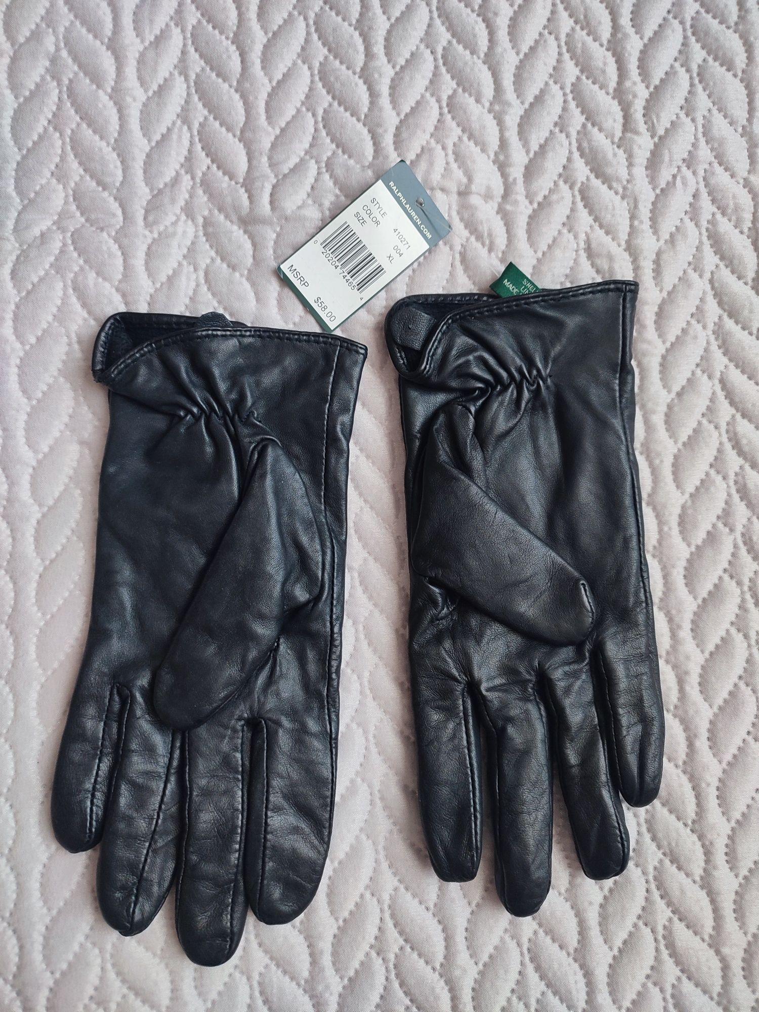 Rękawiczki skórzane damskie czarne xl Ralph Lauren
