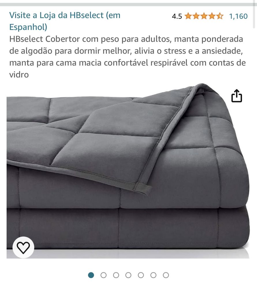 Cobertor com peso para adultos 11,3kg; 203x220cm