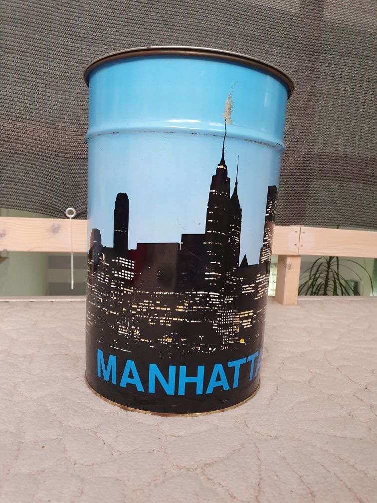Siedzisko, schowek, stolik pomocniczy vintage Manhattan niebieski