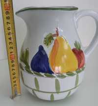 Retro Vintage Antigo Jarro Porcelana Vidrada 2 Litros Frutas