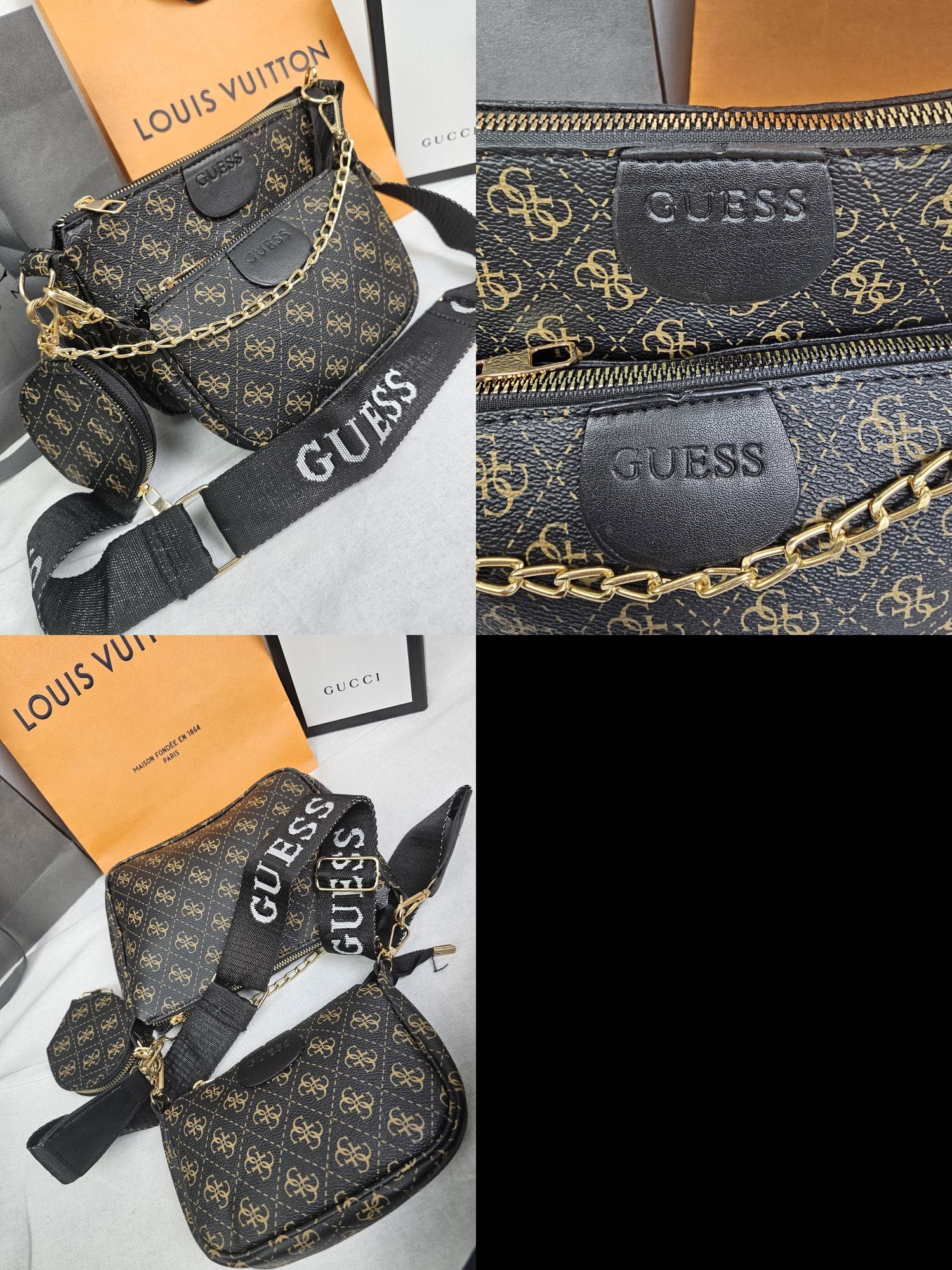 Torebka Guess 3w1 monogram torebki zestaw Premium