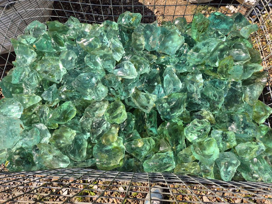 Szkło do gabionów turkusowe