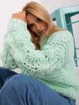 Sweter oversize miętowy gruby splot