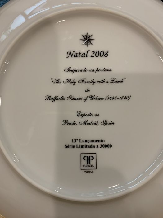 Prato de Natal 2008 Porcel com caixa de origem