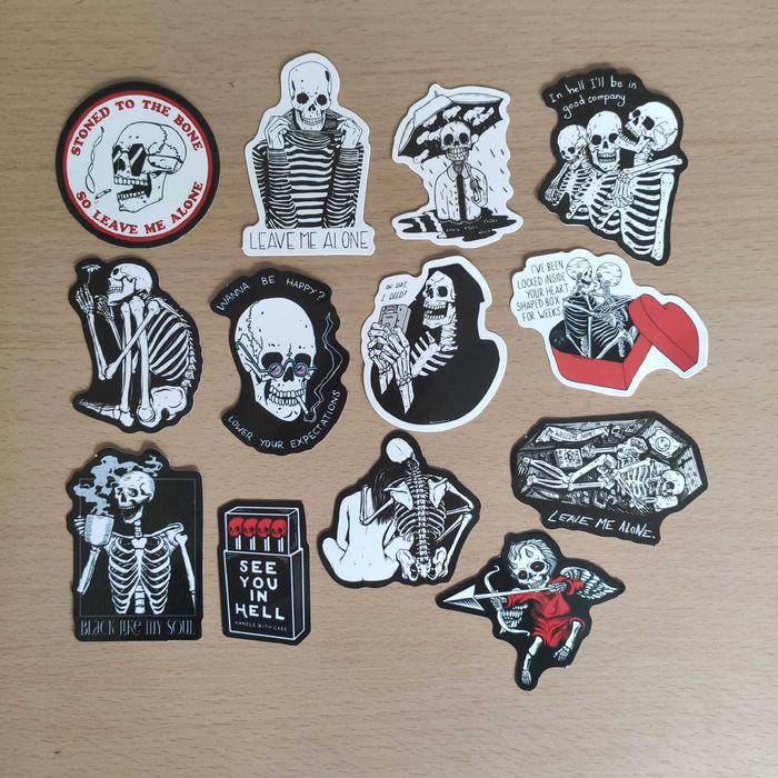 50 Autocolantes Stickers Esqueletos Namaste Hell