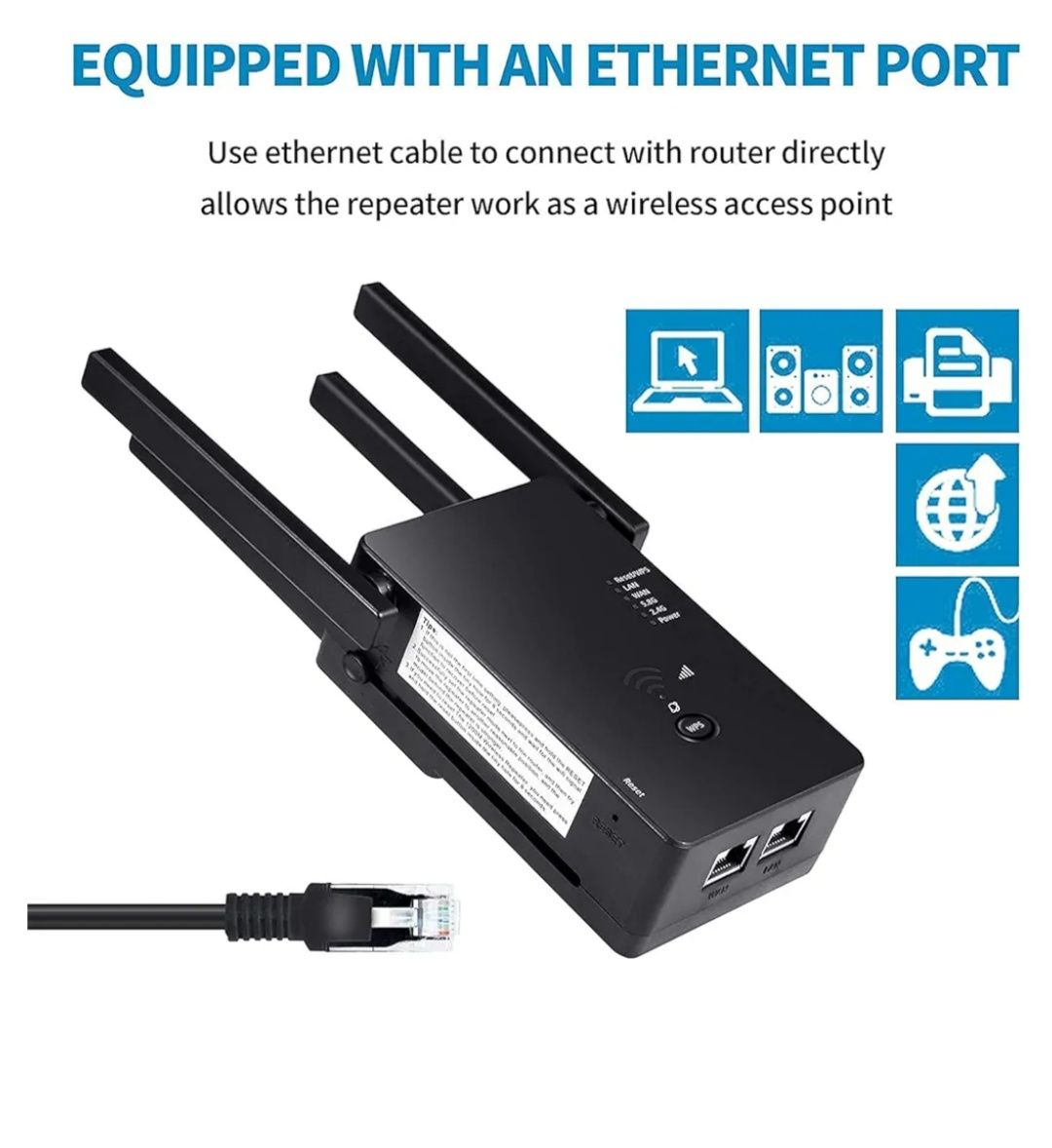 Wzmacniacz Wi-Fi 1200 Mbit/s Dual Band 2,4 GHz + 5 GHz Glxertvz