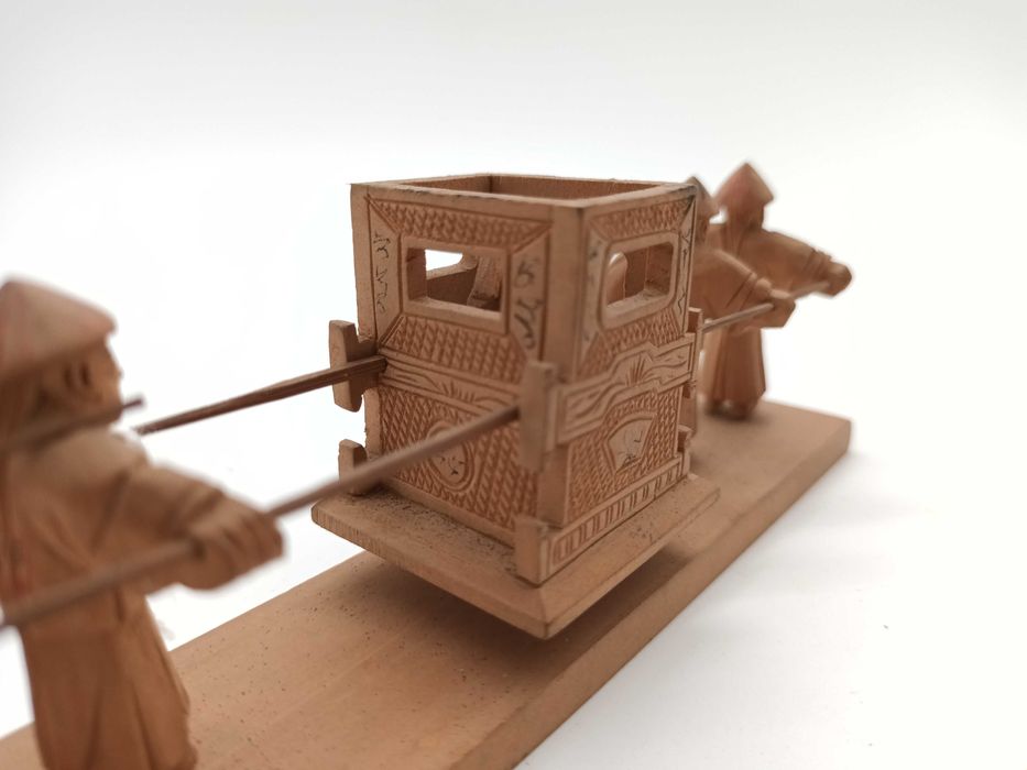 Estatueta em madeira T'ou-Sè-wè de figuras da vida popular chinesa