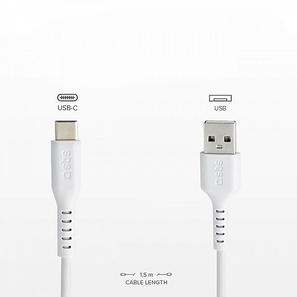 Kabel SBS TECABLEMICROC15W USB-A - USB-C 1,5m - biały