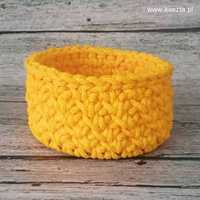 koszyk szydełkowy handmade żółty na wilkanoc