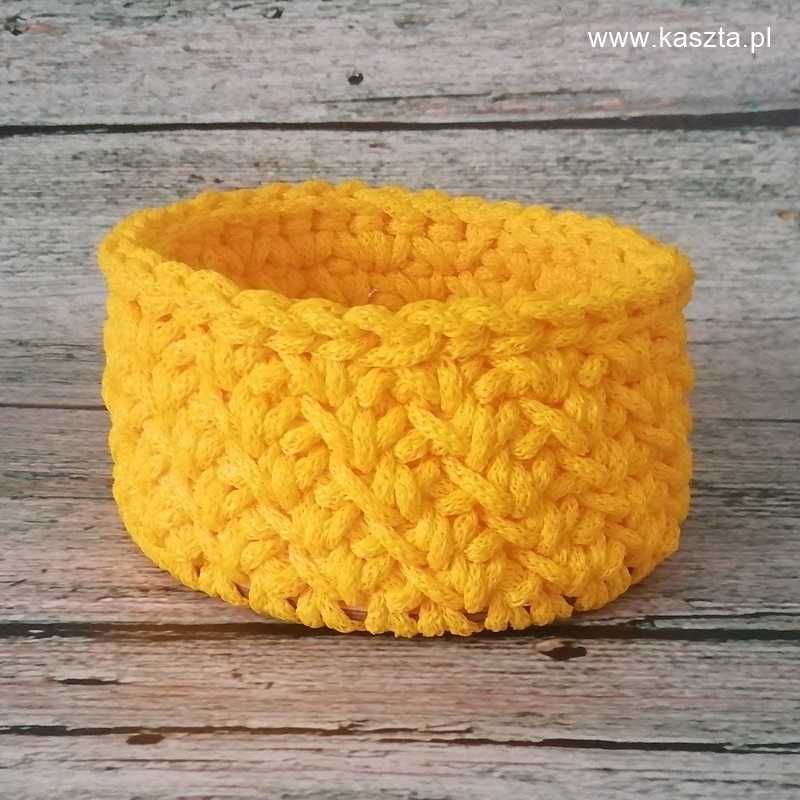 koszyk szydełkowy handmade żółty na wilkanoc
