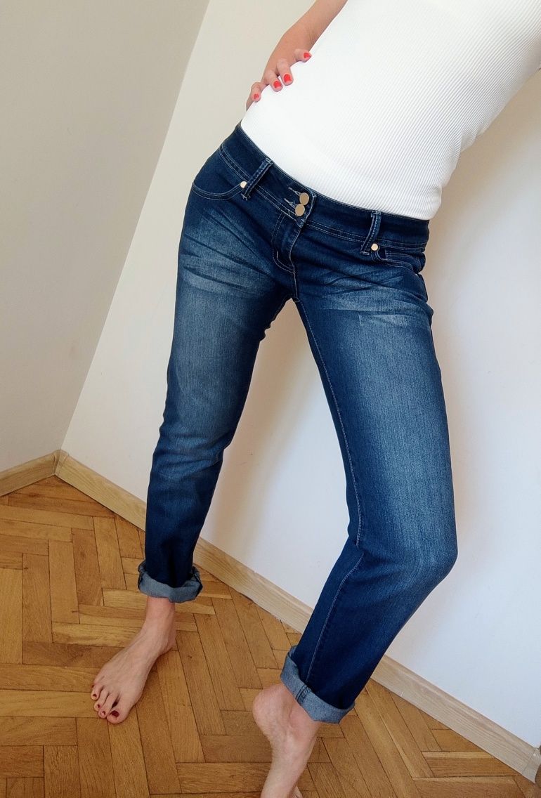 Spodnie Jeansowe Niski stan Prosta Nogawka Stright Jeans Vintage Style