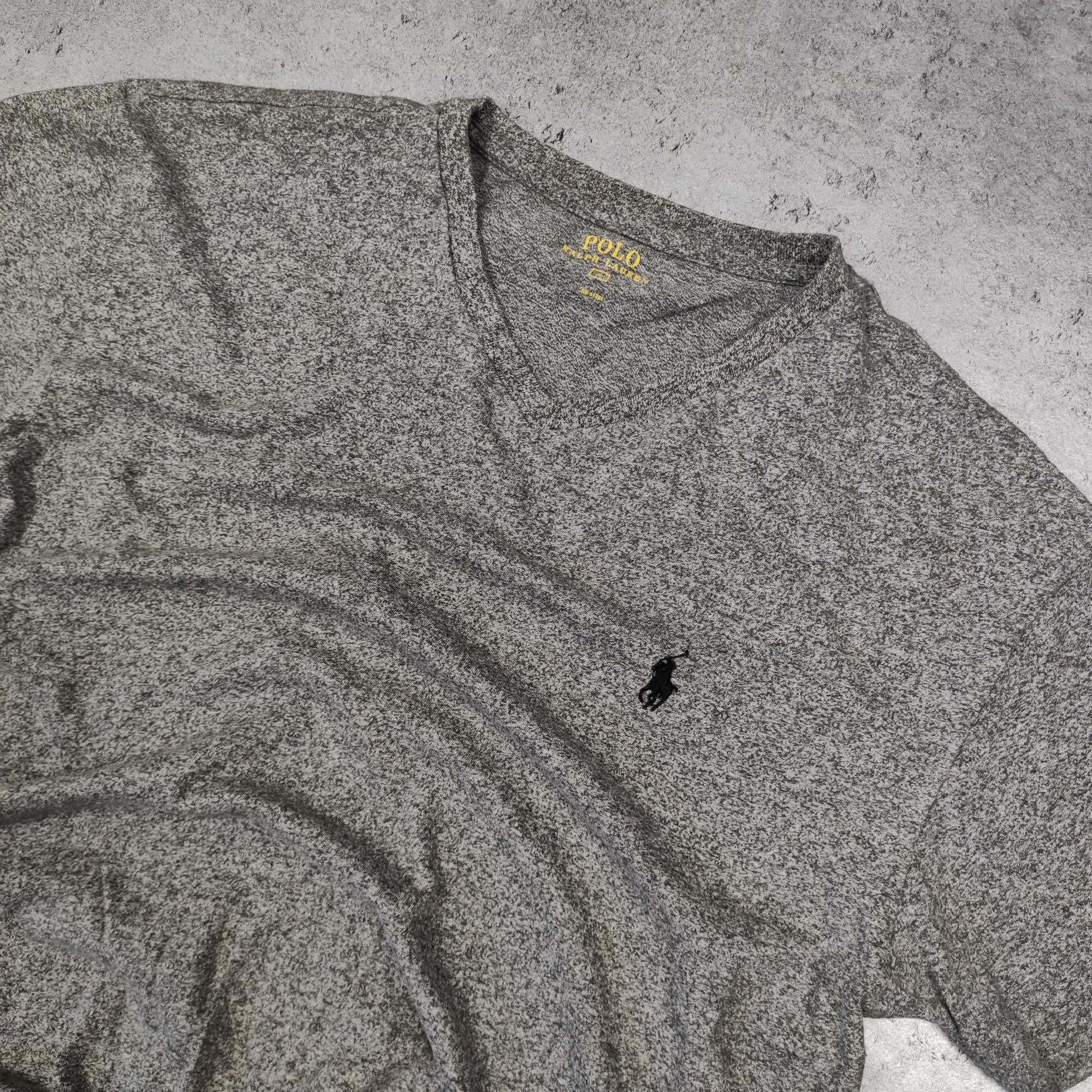MĘSKA Koszulka Elegancka V Szara Polo Ralph Lauren Haft Bawełniana
