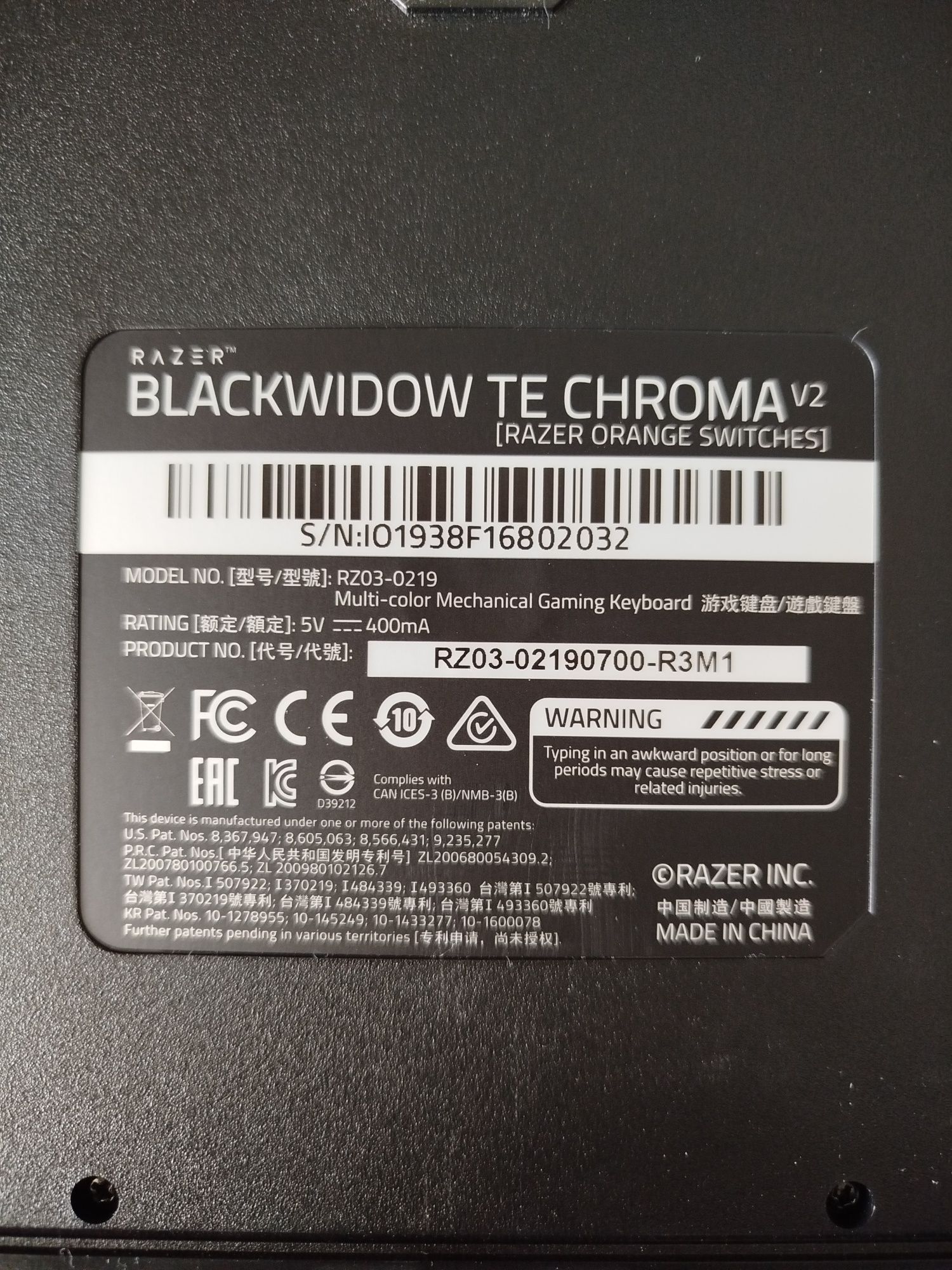 Klawiatura Razer Blackwidow Te Chroma v2