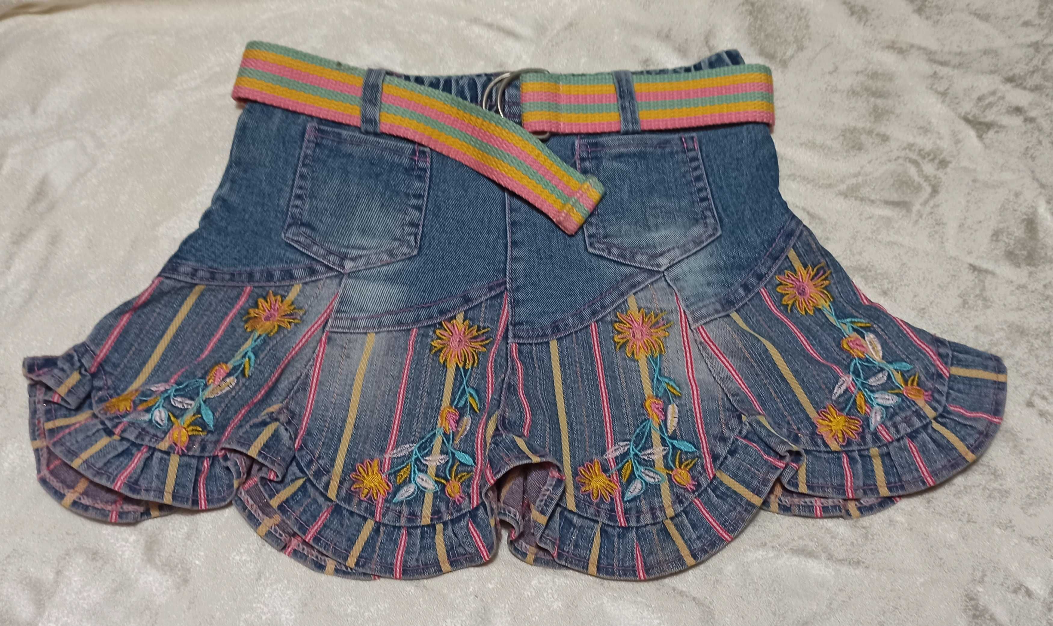 Spódniczka dla dziewczynki jeans z paskiem