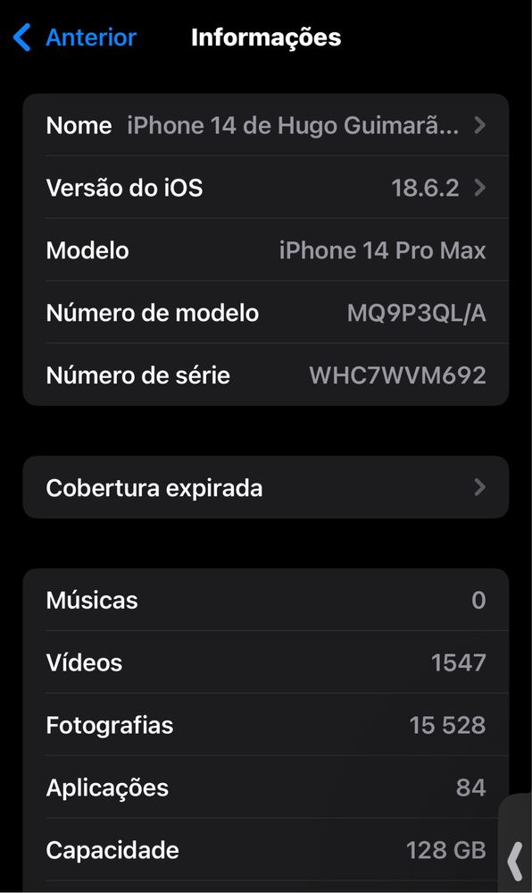 iPhone 14 Pro Max 128GB Preto – Excelente estado