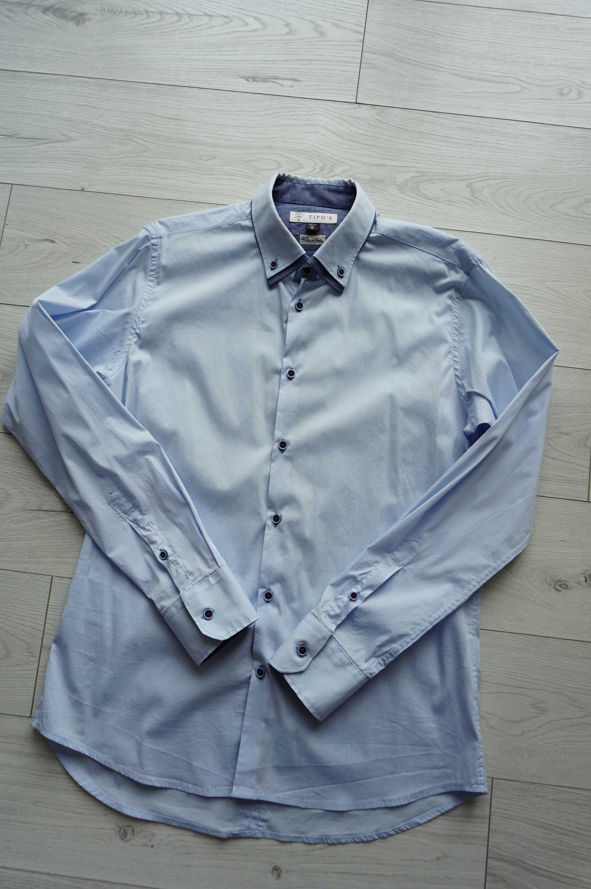 elegancka błękitna koszula do garnituru r.38~ Made in Italy