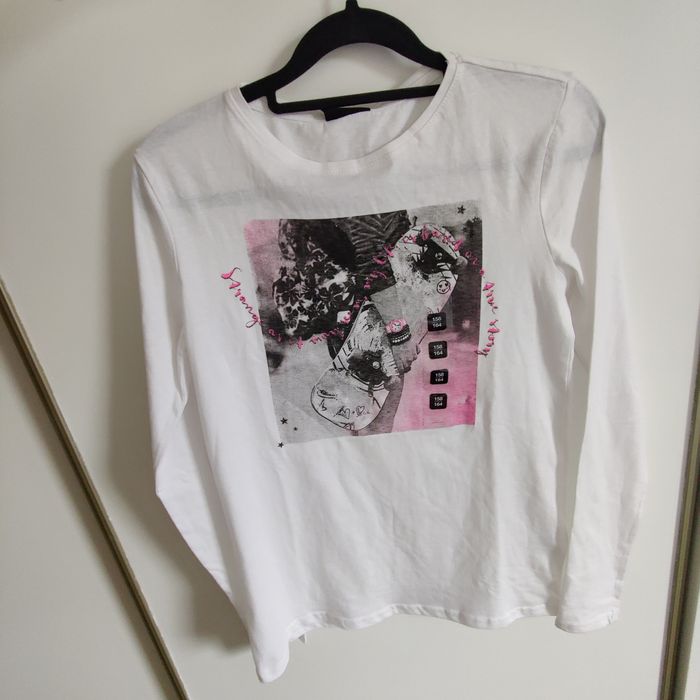 Bluzka biała, t-shirt rozm S długi rękaw
