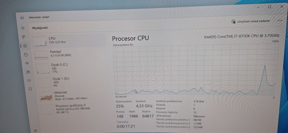 Komputer gamingowy i7 8700k 16gb