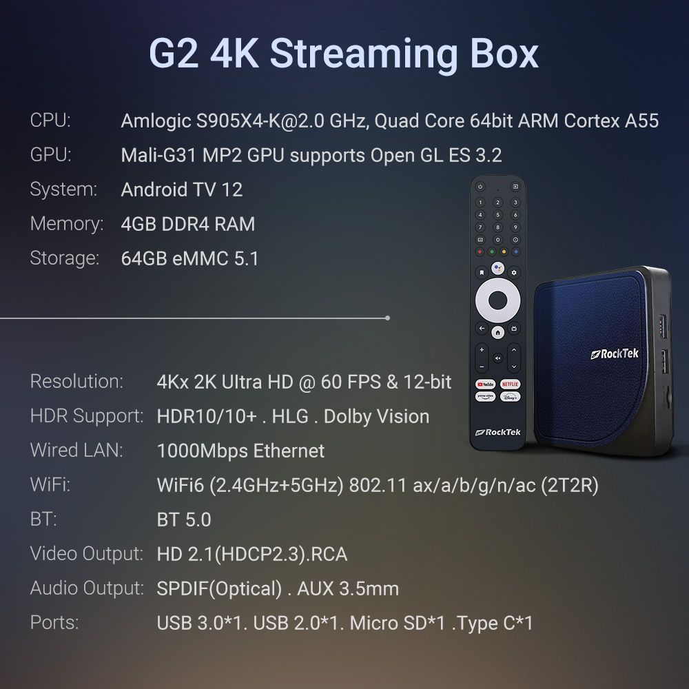 ТВ Смарт Приставки RockTek GX1, GT1 4/32  Ліцензійні та інші