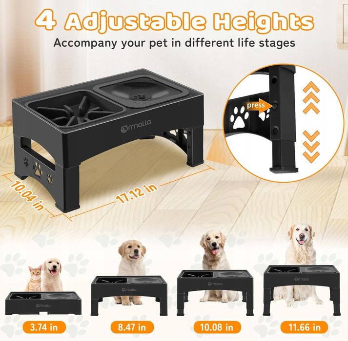 Ormalla Podwyższona Miska Regulowana Dla Dużych Średnich I Małych Psów