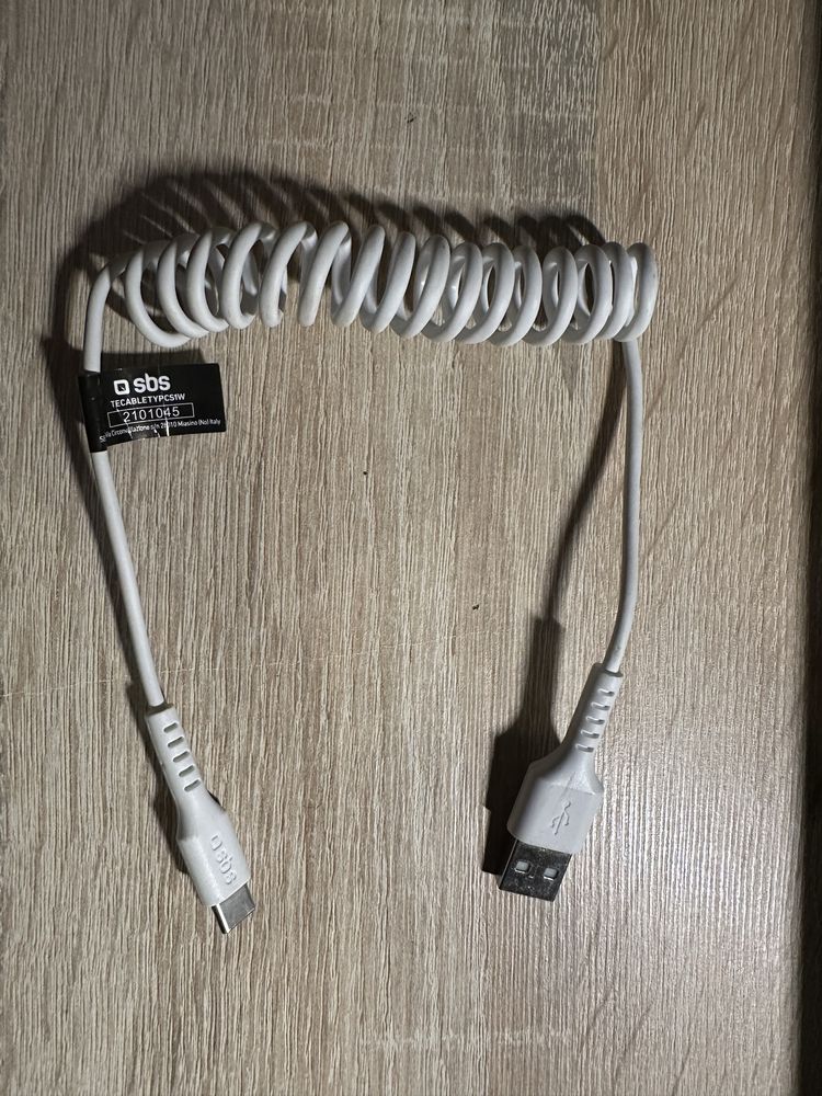 SBS kabel usb type C 1m spiralny biały
