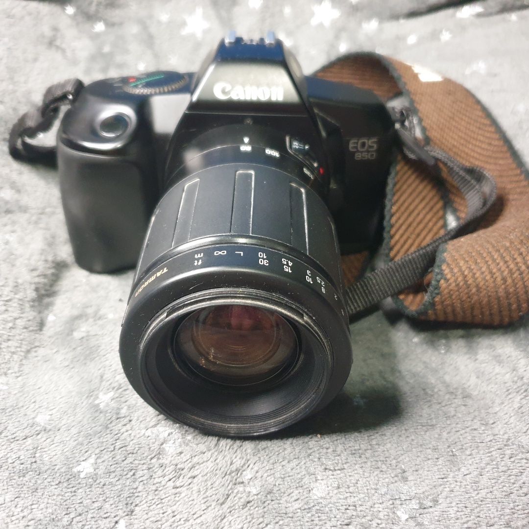 Canon EOS 850 lustrzanka analogowa na kliszę i obiektyw Tamron